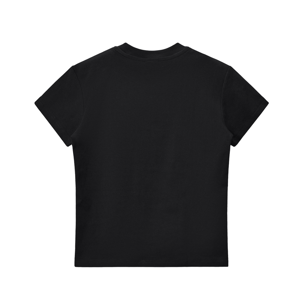 UNDERDOG Women's Baby Tee — "Never Blink" (Black)